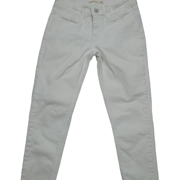 Levi 535 Super Skinny White Raw Hem Jeans Size 27 - Picture 1 of 8